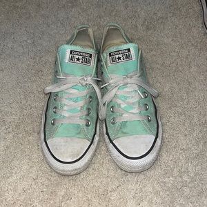 Turquoise low top Converse. Size 9